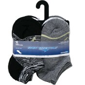 Wholesale - 10pk BLK SPORT ESSENTIALS COLORBLOCK HC NS SOCKS SIZE 4-6, UPC: 193159198831